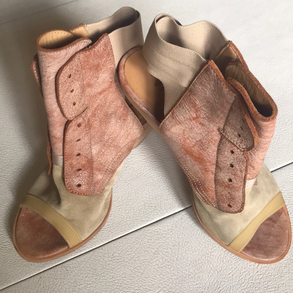 VPL by LD Tuttle Open Toe Leather Ankle Booties EUR 38